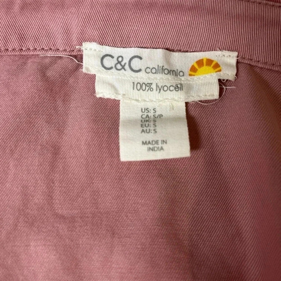 🌸 C&C California Mauve Pink Button-Front Short Sleeve Dress - Picture 3 of 5